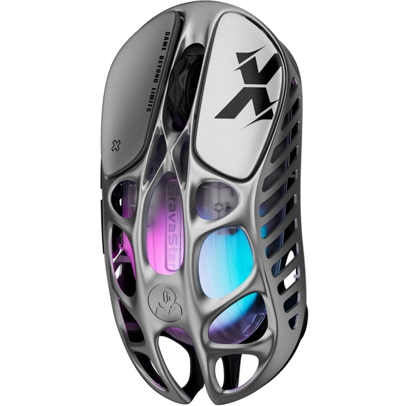 Мышь Gravastar Mercury X GRY, USB-C, Bluetooth, радиоканал, 32000 dpi, серый, подсветка, фото 2