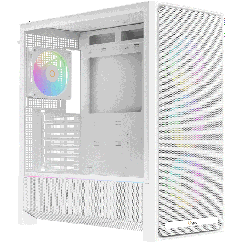 Корпус для ПК Ocypus Delta C70 WH ARGB, Midi Tower, белый, под ATX, E-ATX, mATX, Mini-ITX