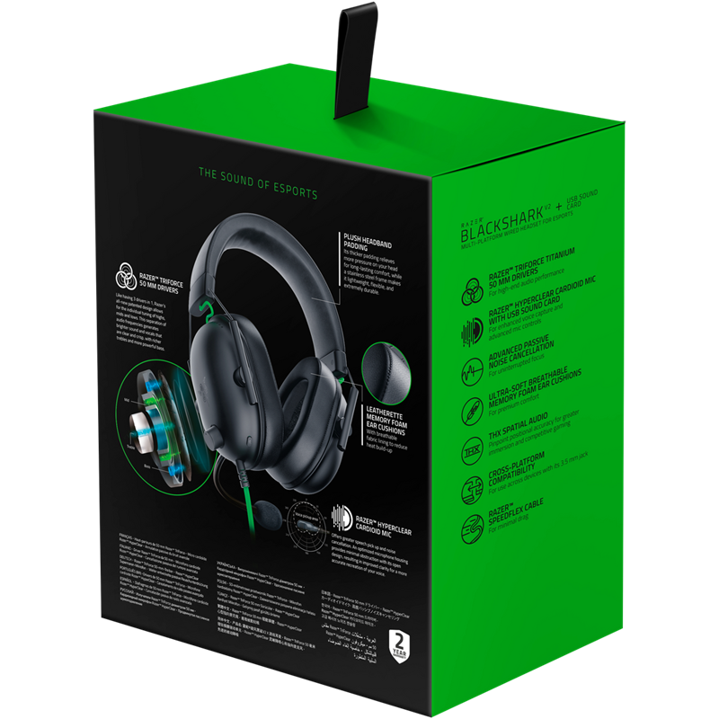 Гарнитура Razer BlackShark V2 X, проводное подключение, Mini-jack, накладные, чёрный, для геймеров, фото 32