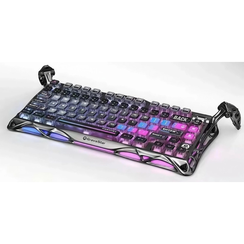 Клавиатура Gravastar Mercury K1 Pro RU, USB-C, Bluetooth, радиоканал, механические, серый, подсветка, фото 7