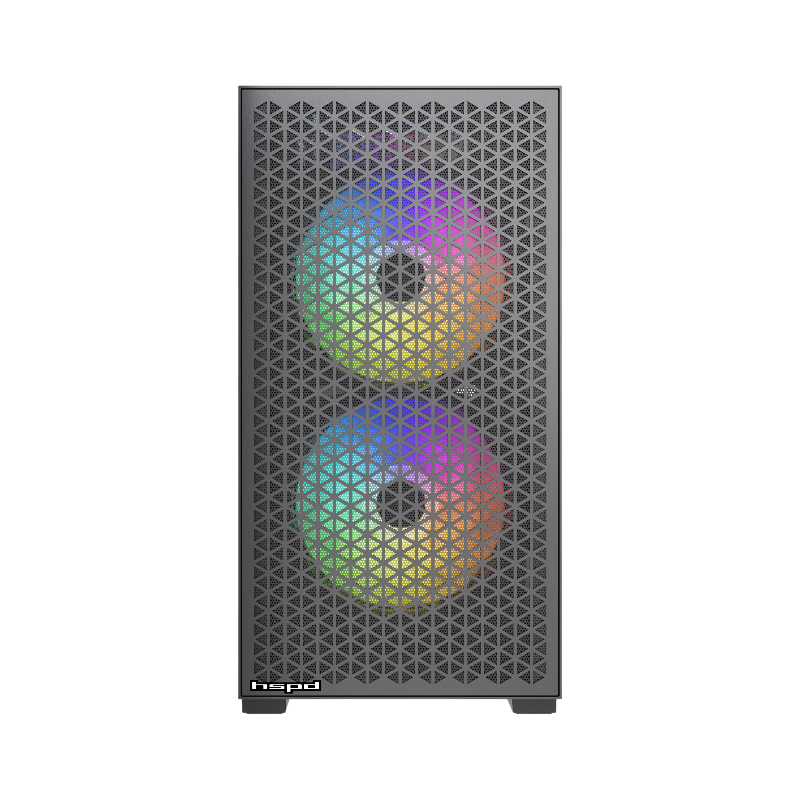 Корпус для ПК Hspd M335, Mini Tower, чёрный, под mATX, Mini-ITX, подсветка ARGB