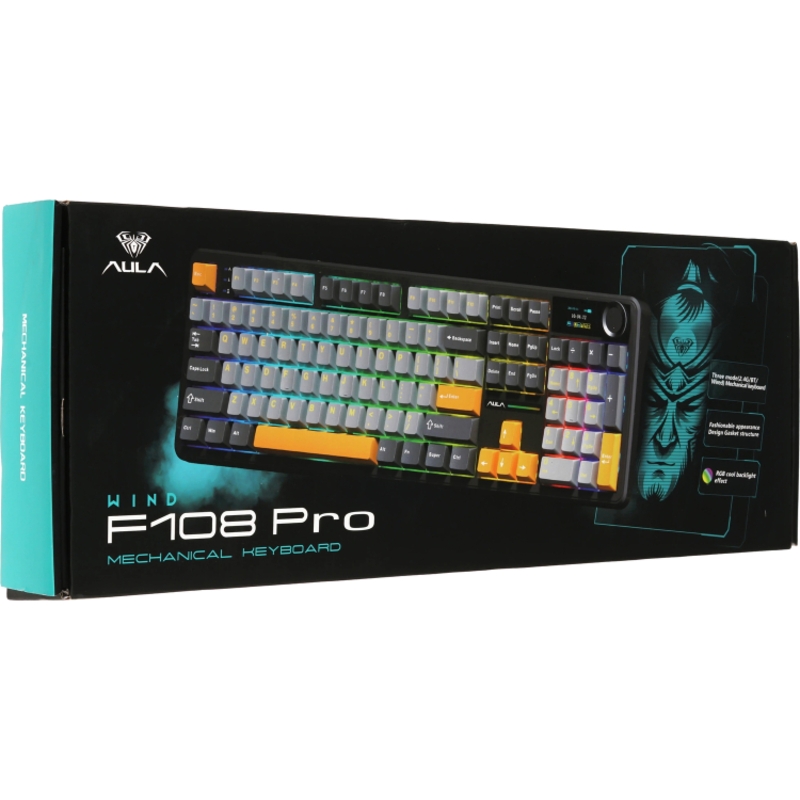 Клавиатура AULA F108 Pro Reaper, USB-A, Bluetooth, радиоканал, механические, белый, подсветка, фото 8