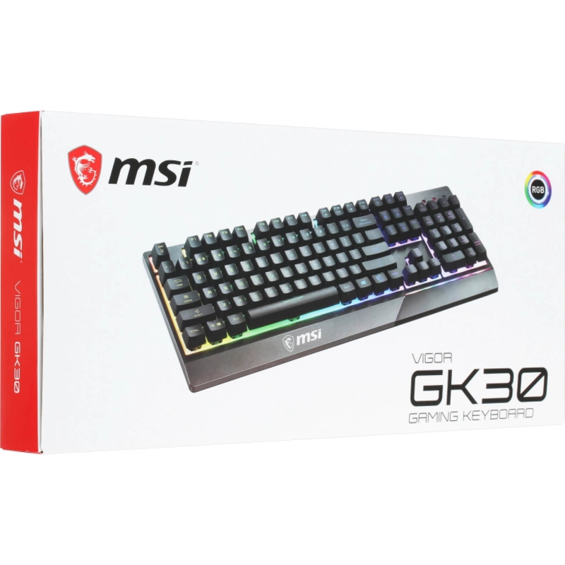 Клавиатура MSI VIGOR GK30 RU, проводное подключение, USB-A, плунжерные, чёрный, подсветка, фото 7