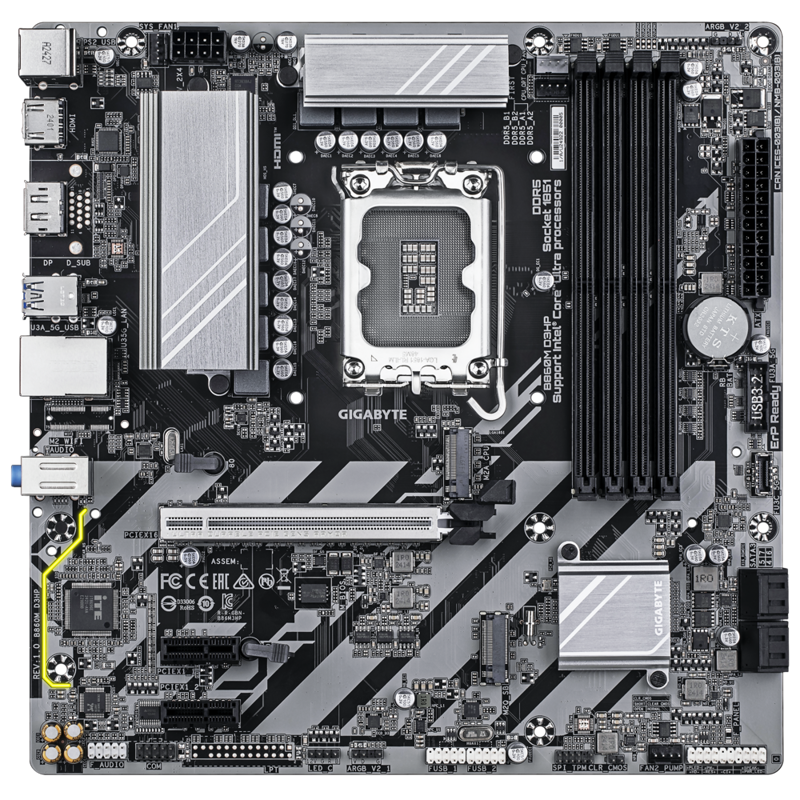 Материнская плата Gigabyte B860M D3HP, LGA1851, Intel B860, Micro-ATX, DDR5