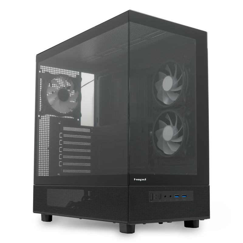 Корпус для ПК Hspd F710, Midi Tower, чёрный, под ATX, E-ATX, mATX, Mini-ITX, подсветка ARGB, фото 3
