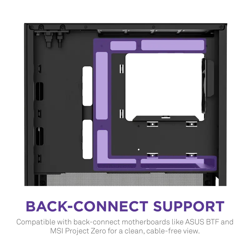 Корпус для ПК Nzxt H3 Flow, Midi Tower, чёрный, под mATX, mITX, материал закалённое стекло, сталь, фото 7