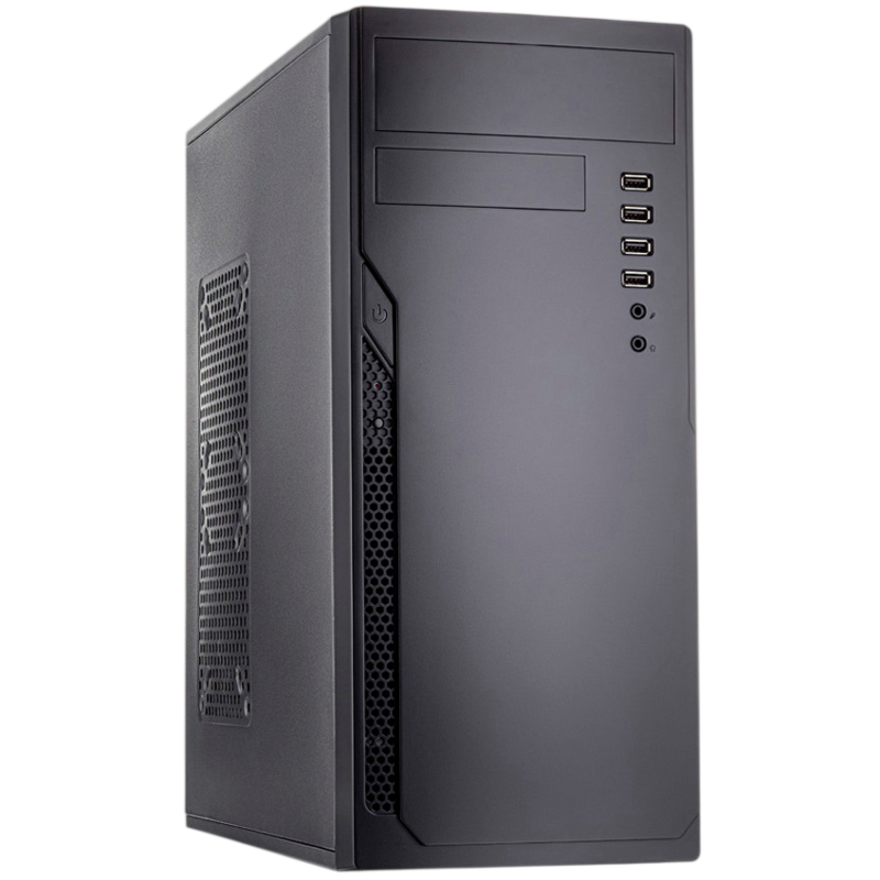 Корпус для ПК Foxline FL-301, Midi Tower, чёрный, под ATX, mATX, Mini-ITX, материал сталь