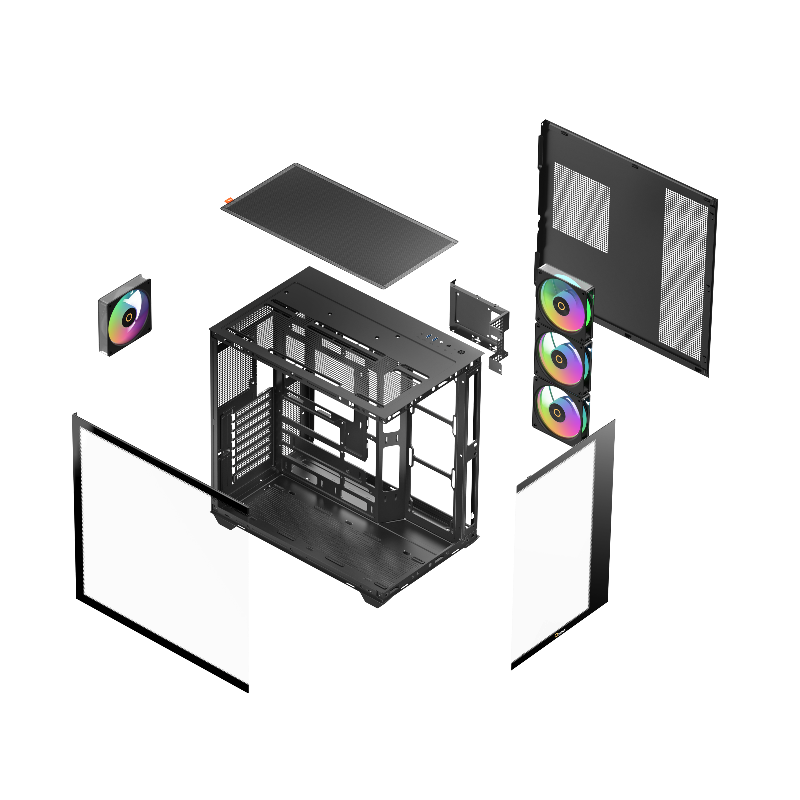 Корпус для ПК Ocypus Gamma C74 BK ARGB, Midi Tower, чёрный, под ATX, mATX, mITX, подсветка ARGB, фото 9