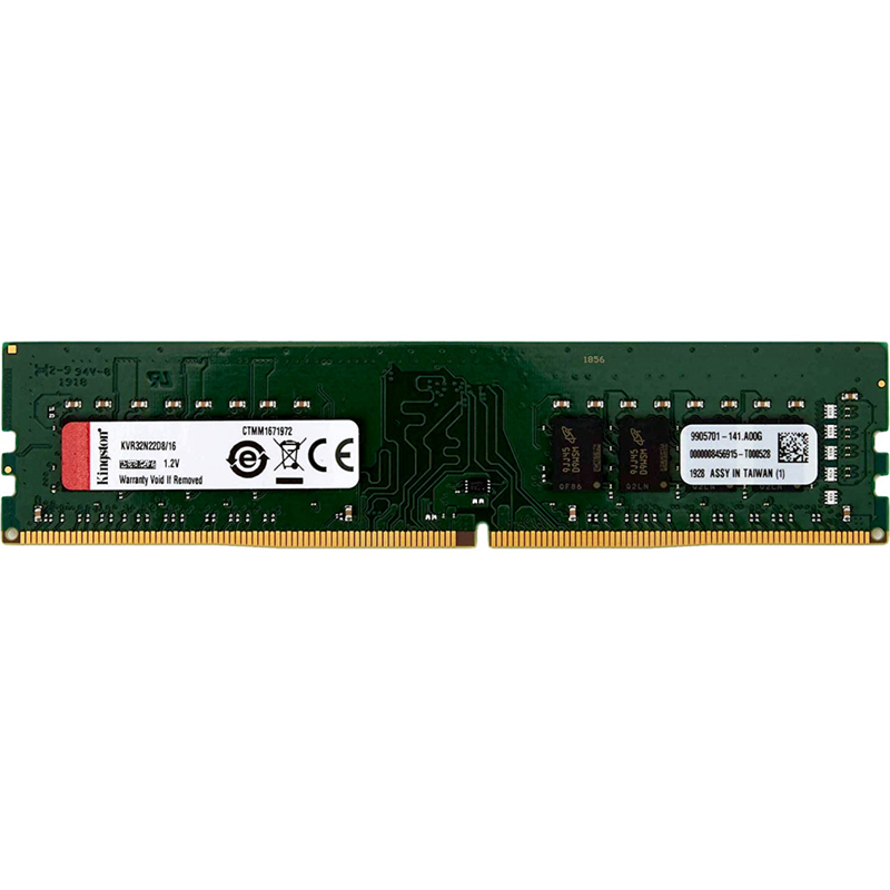 Оперативная память Kingston KVR32N22D8/16, 16 ГБ, DDR4, 3200 МГц, DIMM, PC4-25600, CL22
