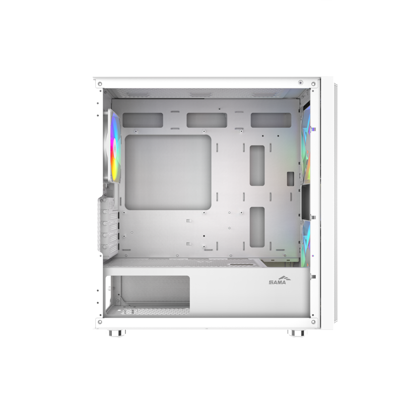 Корпус для ПК Sama S30, Midi Tower, белый, под mATX, mITX, материал закалённое стекло, сталь