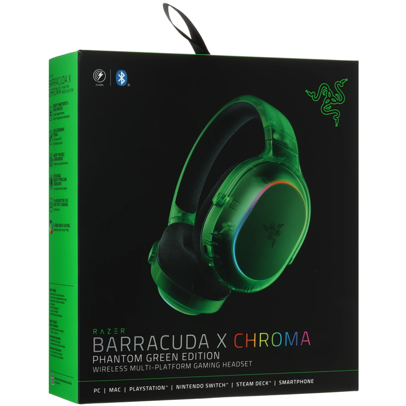 Гарнитура Razer Barracuda X Chroma - Phantom Green, радиоканал, Bluetooth 5.3, зелёный, фото 10