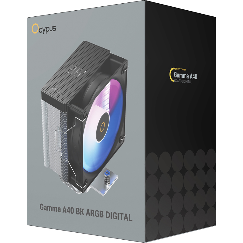 Кулер для процессора Ocypus Gamma A40 BK ARGB Digital, AM5, вентилятор 100 мм, шум 29.5 дБА, фото 8