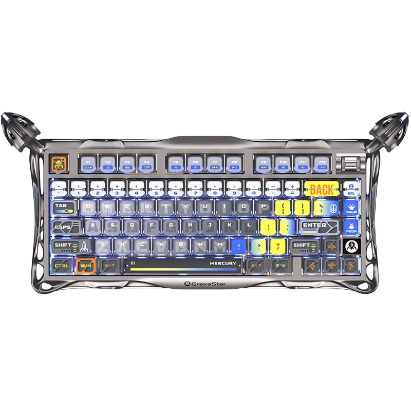 Клавиатура Gravastar Mercury K1 Pro GRY, USB-C, Bluetooth, радиоканал, механические, серый, подсветка
