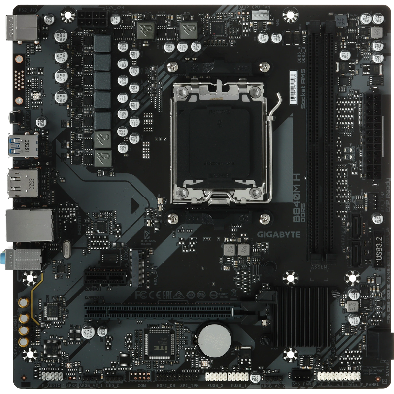 Материнская плата Gigabyte B840M H, AM5, AMD B840, Micro-ATX, DDR5