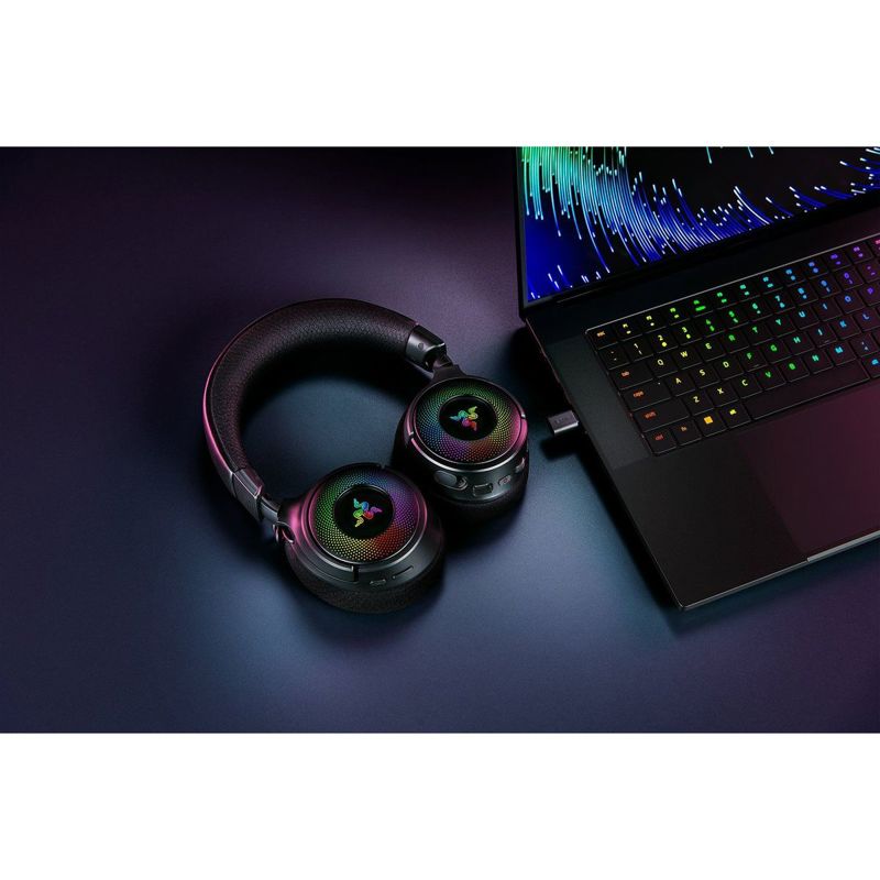 Гарнитура Razer Kraken V4, радиоканал, Bluetooth 5.2, USB Type-A, USB Type-C, чёрный, для геймеров, фото 6