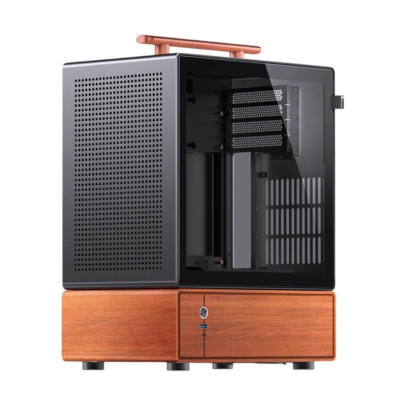Корпус для ПК Jonsbo T7, Mini Tower, чёрный, под mATX, mITX, материал алюминий, дерево, сталь и др.