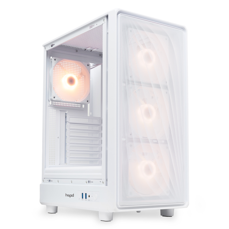 Корпус для ПК Hspd M510, Midi Tower, белый, под ATX, mATX, Mini-ITX, материал закалённое стекло, сталь, фото 18