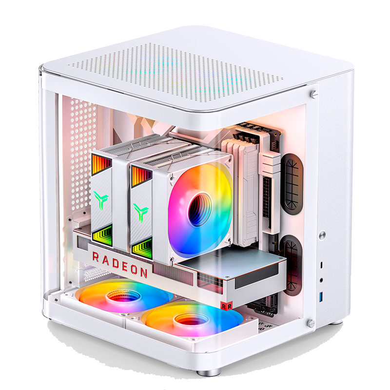 Корпус для ПК Jonsbo TK-1, Midi Tower, белый, под mATX, Mini-ITX, материал закалённое стекло, металл