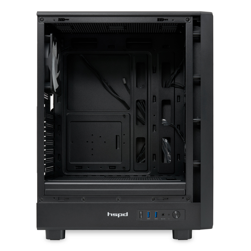 Корпус для ПК Hspd M510, Midi Tower, чёрный, под ATX, mATX, mITX, материал закалённое стекло, сталь, фото 6