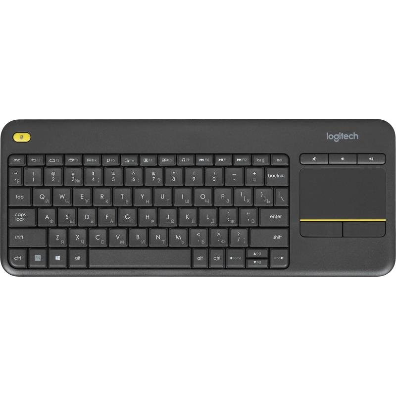 Клавиатура Logitech K400 Touch Plus RTL, беспроводное подключение, чёрный