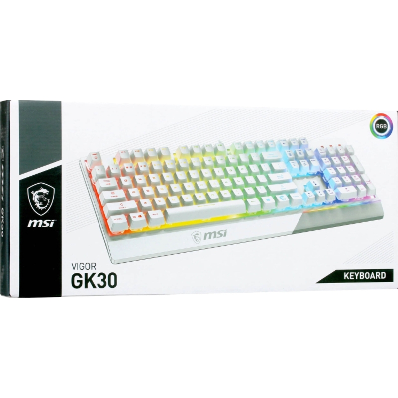 Клавиатура MSI VIGOR GK30, проводное подключение, USB-A, плунжерные, белый, подсветка, фото 16