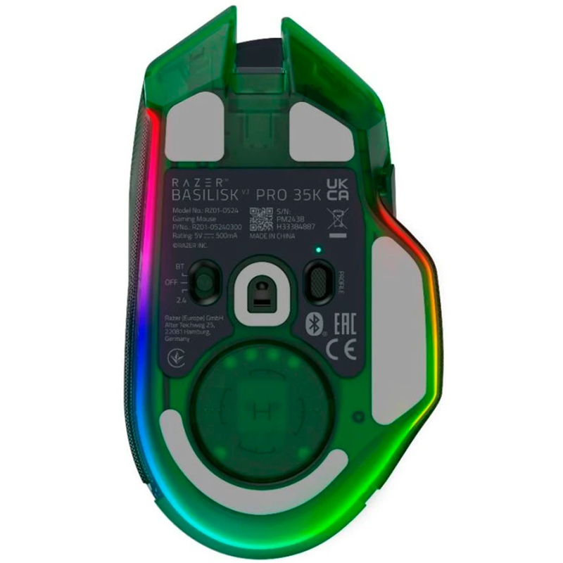 Мышь Razer Basilisk V3 Pro 35K - Phantom Green, USB-C, Bluetooth, радиоканал, 35000 dpi, зелёный, фото 8