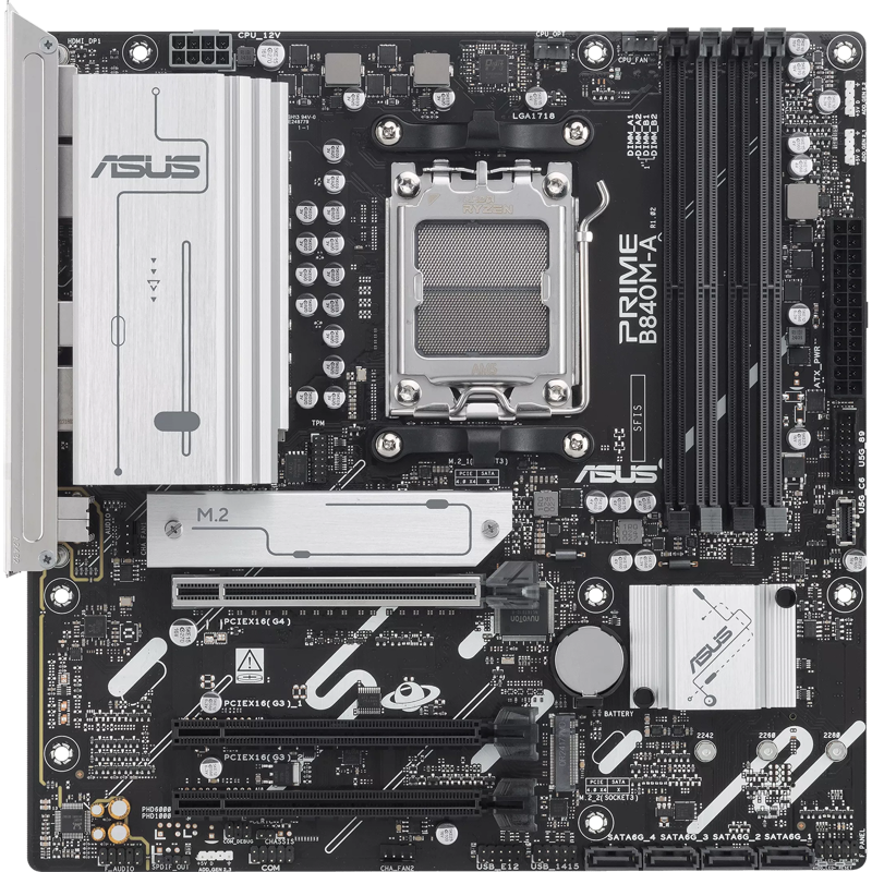 Материнская плата ASUS PRIME B840M-A-CSM, AM5, AMD B840, Micro-ATX, DDR5