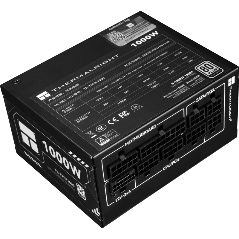 Блок питания Thermalright TR-TPFX1000, 1000 Вт, 80 PLUS Platinum, SFX, активный PFC, вентилятор 92x92 мм, фото 2
