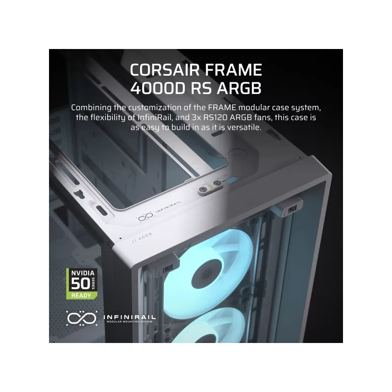 Корпус для ПК Corsair Frame 4000D RS ARGB, Midi Tower, белый, под ATX, E-ATX, mATX, Mini-ITX, фото 4