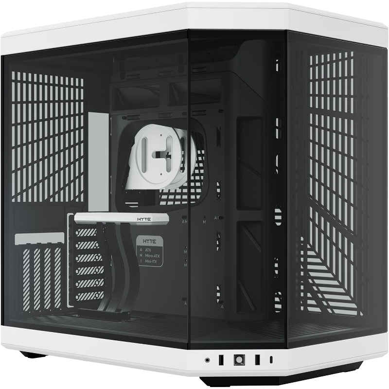 Корпус для ПК Hyte Y70, Midi Tower, белый, чёрный, под ATX, E-ATX, mATX, mITX