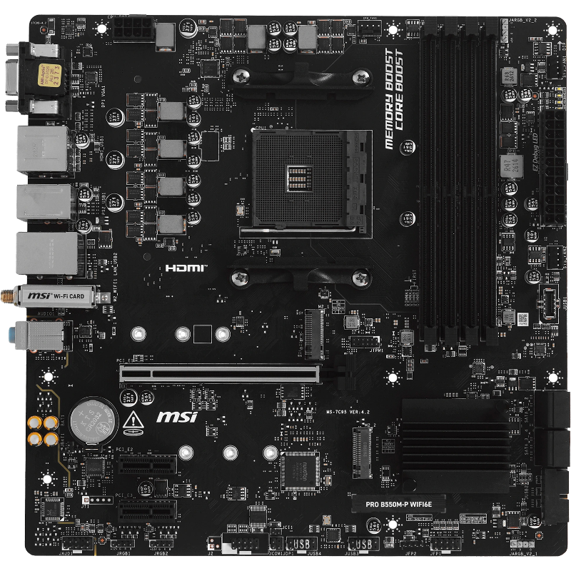 Материнская плата MSI PRO B550M-P WIFI6E, AM4, AMD B550, Micro-ATX, DDR4