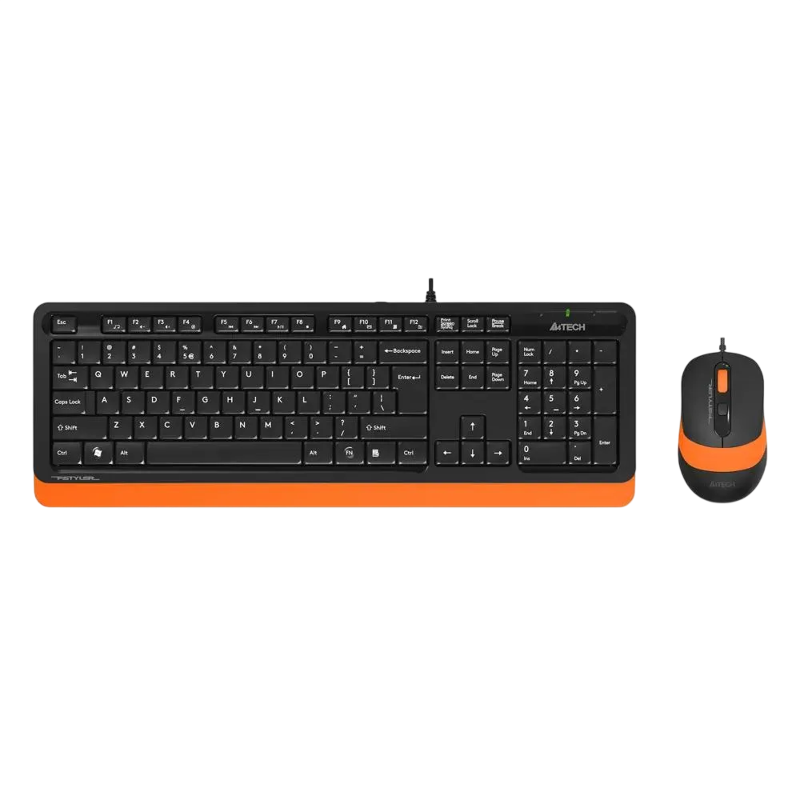 Комплект клавиатура и мышь A4Tech + Fstyler F1010, проводное подключение, USB-A, чёрный