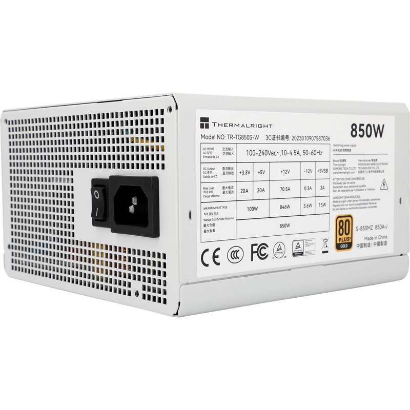 Блок питания Thermalright TR-TG850S-W, 850 Вт, 80 PLUS Gold, ATX, активный PFC, вентилятор 120x120 мм, фото 2