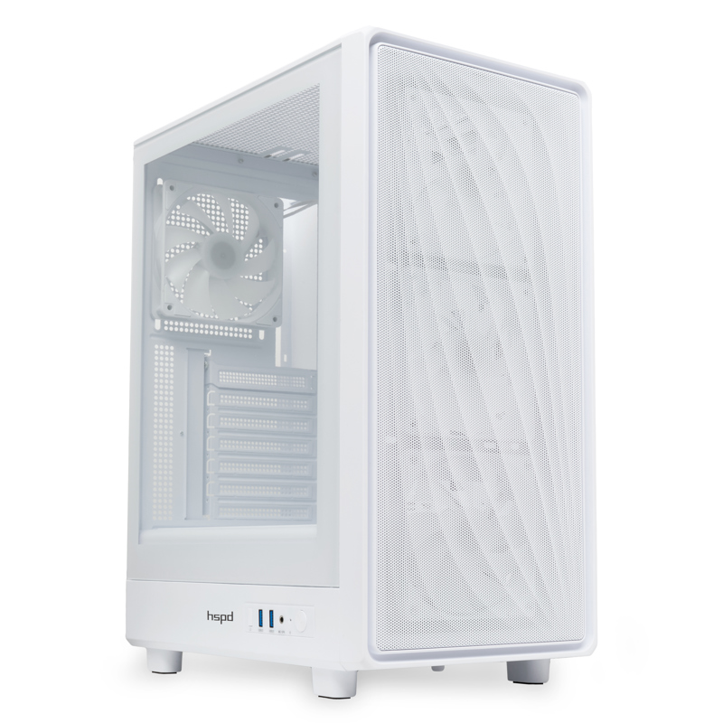 Корпус для ПК Hspd M510, Midi Tower, белый, под ATX, mATX, Mini-ITX, материал закалённое стекло, сталь, фото 11