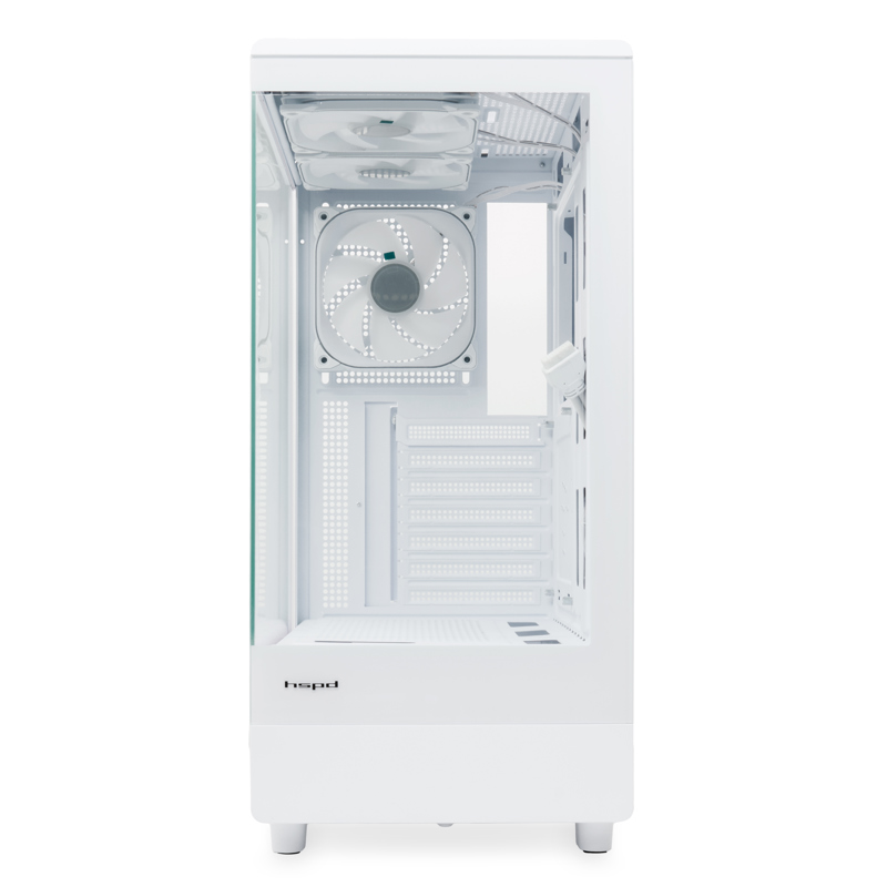 Корпус для ПК Hspd F510, Midi Tower, белый, под ATX, mATX, mITX, материал закалённое стекло, сталь, фото 4
