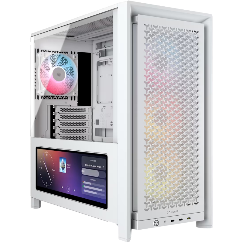 Корпус для ПК Corsair Frame 4000D LCD RS ARGB, Midi Tower, белый, под ATX, E-ATX, mATX, mITX