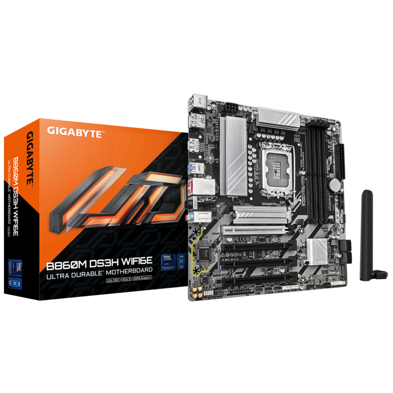 Материнская плата Gigabyte B860M DS3H WIFI6E, LGA1851, Intel B860, mATX, DDR5
