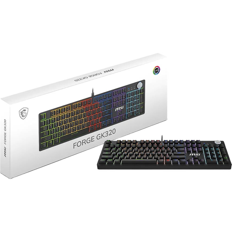 Клавиатура MSI FORGE GK320 RED RU, проводное подключение, USB-A, механические, чёрный, подсветка, фото 6