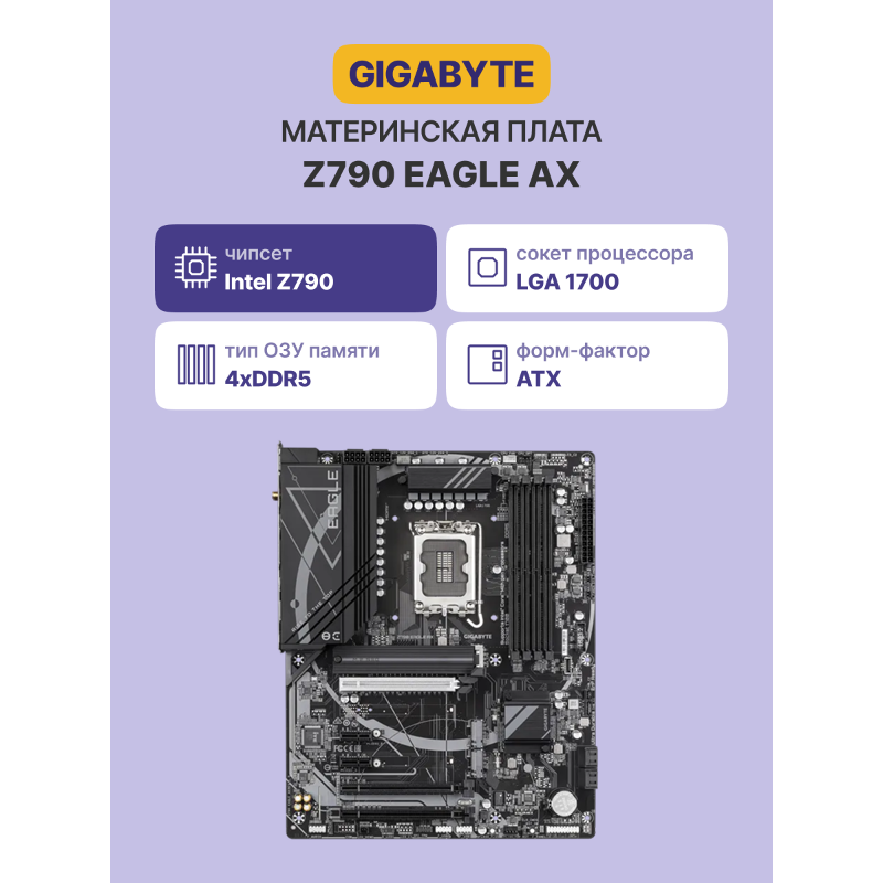 Материнская плата Gigabyte INTEL Z790 s1700, LGA1700, ATX, DDR5, Z790EAGLEAX, фото 2
