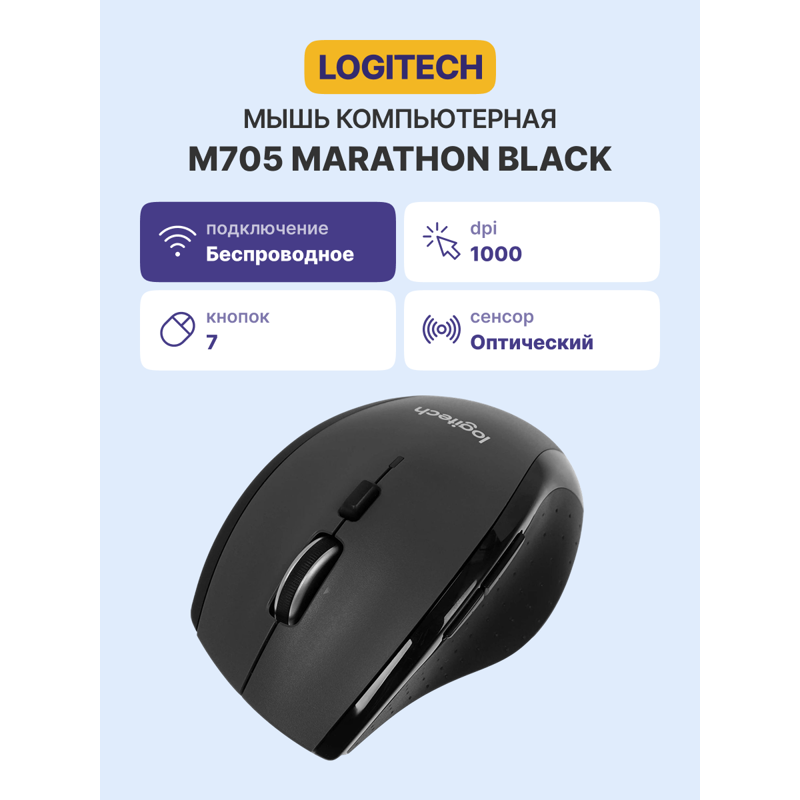 Мышь Logitech M705, радиоканал, 1000 dpi, фото 12