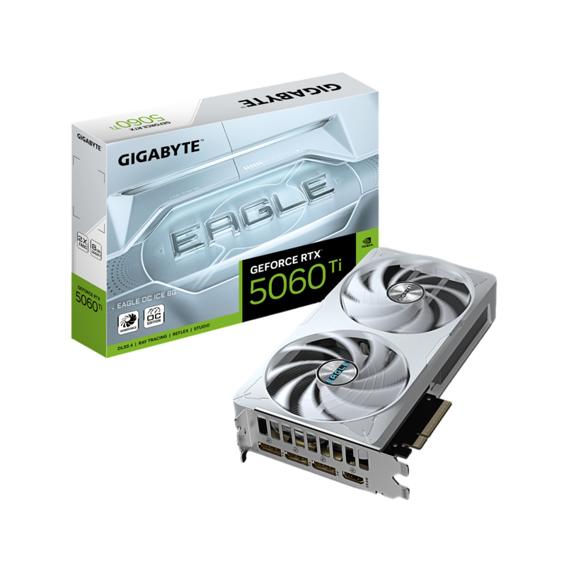 Видеокарта Gigabyte GV-N506TEAGLEOC ICE-8GD, NVIDIA GeForce RTX 5060 Ti, 8 ГБ видеопамяти