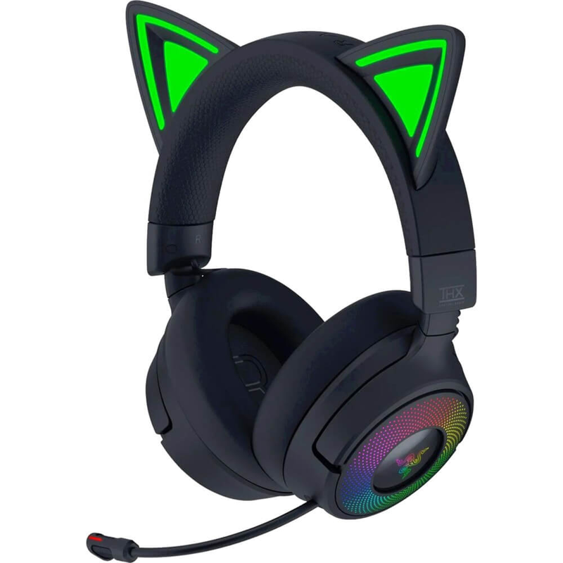 Гарнитура Razer Kraken Kitty V3 Pro, Bluetooth 5.3, полноразмерные, чёрный, микрофон выдвижной