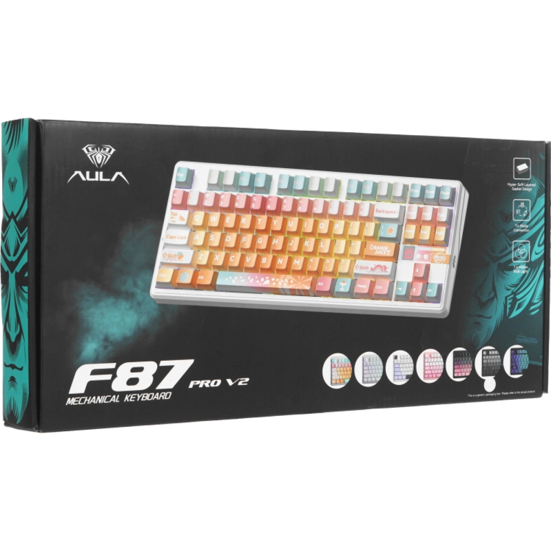 Клавиатура AULA F87Pro V2, проводное и беспроводное подключение, серый, подсветка, фото 8