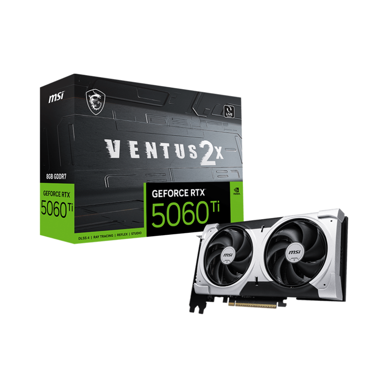 Видеокарта MSI GeForce RTX 5060 Ti 8G VENTUS 2X PLUS, NVIDIA GeForce RTX 5060 Ti, GDDR7