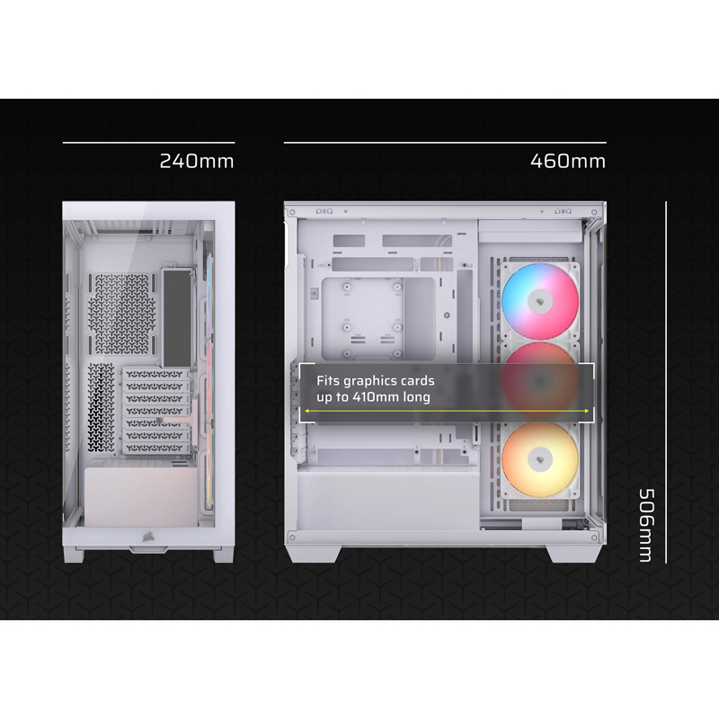 Корпус для ПК Corsair 3500X RS-R ARGB, Midi Tower, белый, под ATX, E-ATX, mATX, Mini-ITX, подсветка ARGB, фото 8