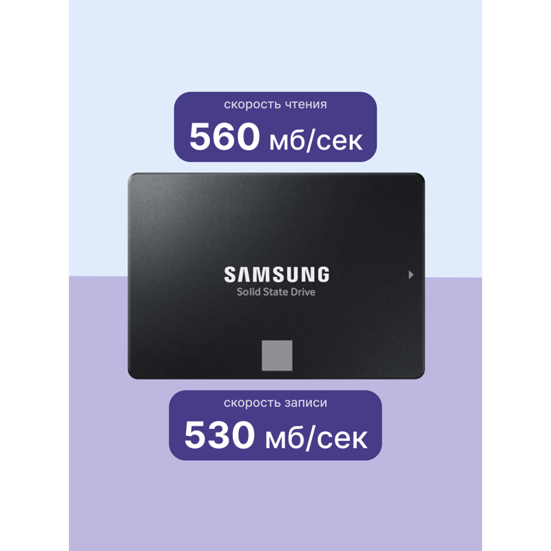 Твердотельный накопитель Samsung SSD 870 EVO, 2 ТБ, 3D MLC, чтение 560 МБ/с, 1200 ТБ, фото 3