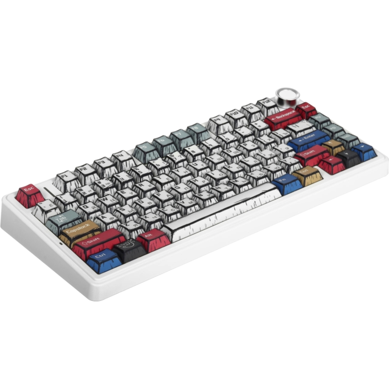 Клавиатура AULA F75 Comic Keycap Reaper, USB-A, Bluetooth, радиоканал, механические, белый, подсветка, фото 2