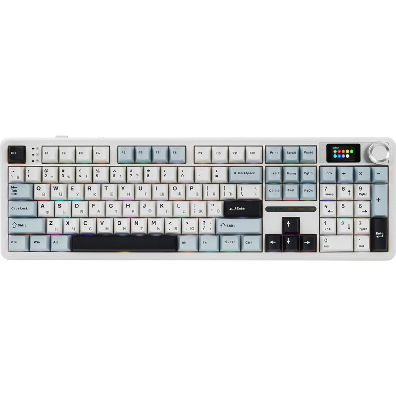Клавиатура AULA F108 Pro Reaper, USB-A, Bluetooth, радиоканал, механические, белый, подсветка