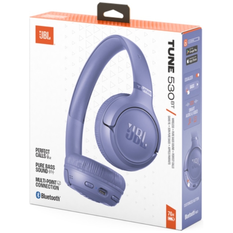 Наушники JBL T530BT, Bluetooth 6.0, USB Type-C, накладные, фиолетовый, крепление оголовье, фото 10