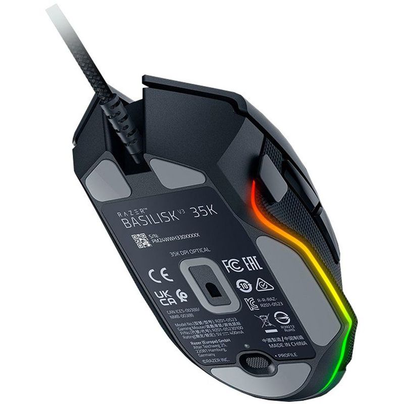 Мышь Razer Basilisk V3 35K, проводное подключение, USB-C, 35000 dpi, чёрный, подсветка, фото 3